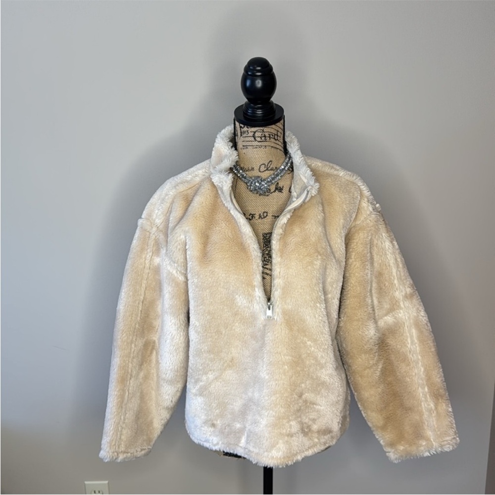 Jason Wu faux fur light beige half zip jacket - Picture 4 of 11